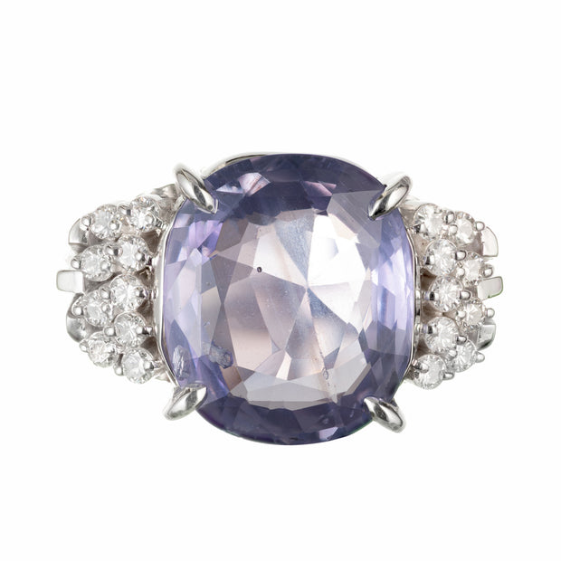 GIA Certified 6.40 Carat Color Change Sapphire Diamond Platinum Ring