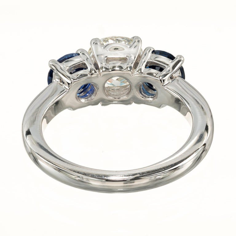 Peter Suchy GIA 1.50 Carat Diamond Sapphire Platinum Three-Stone Engagement Ring – image 6