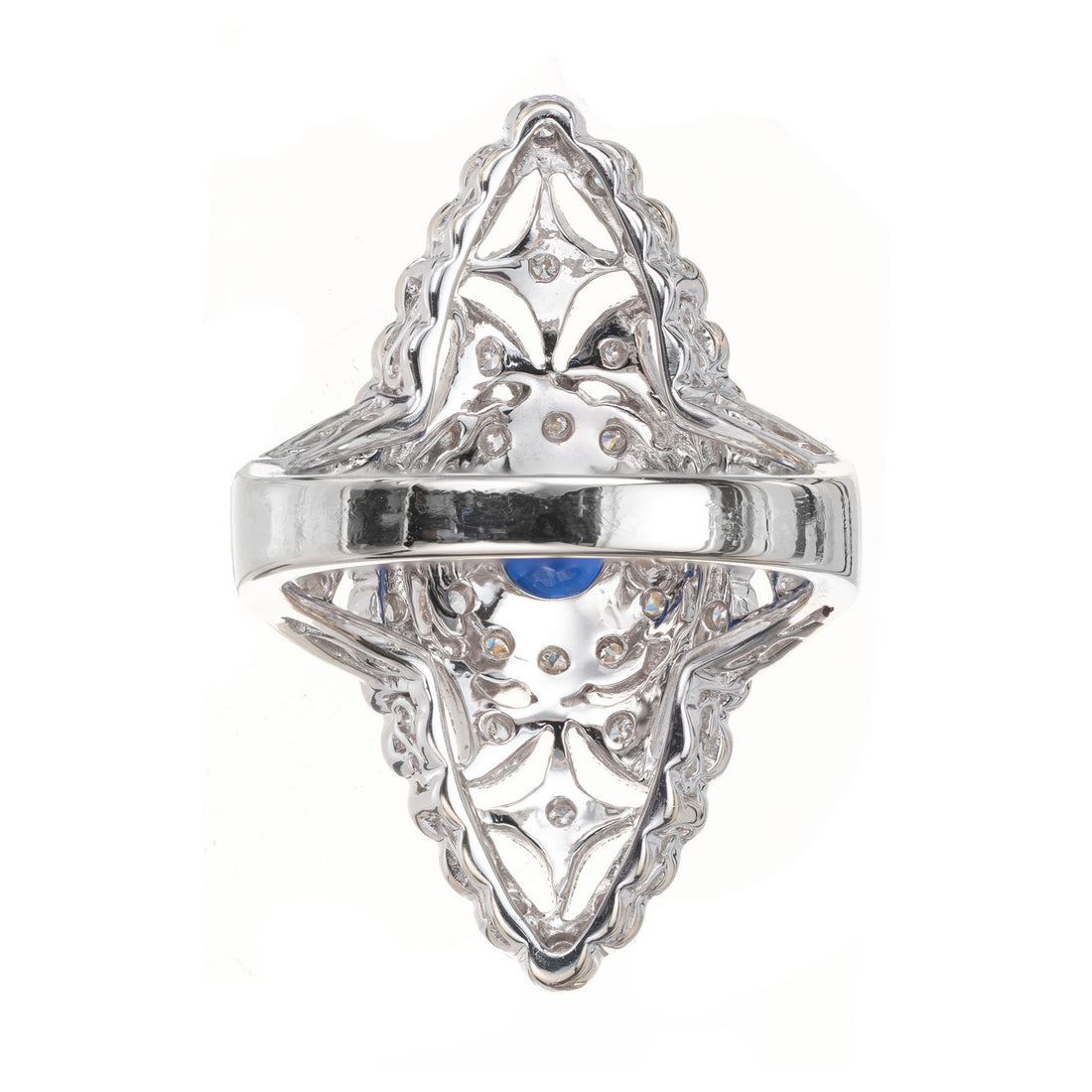 .65 Carat Blue Sapphire Diamond White Gold Cocktail Ring – image 4