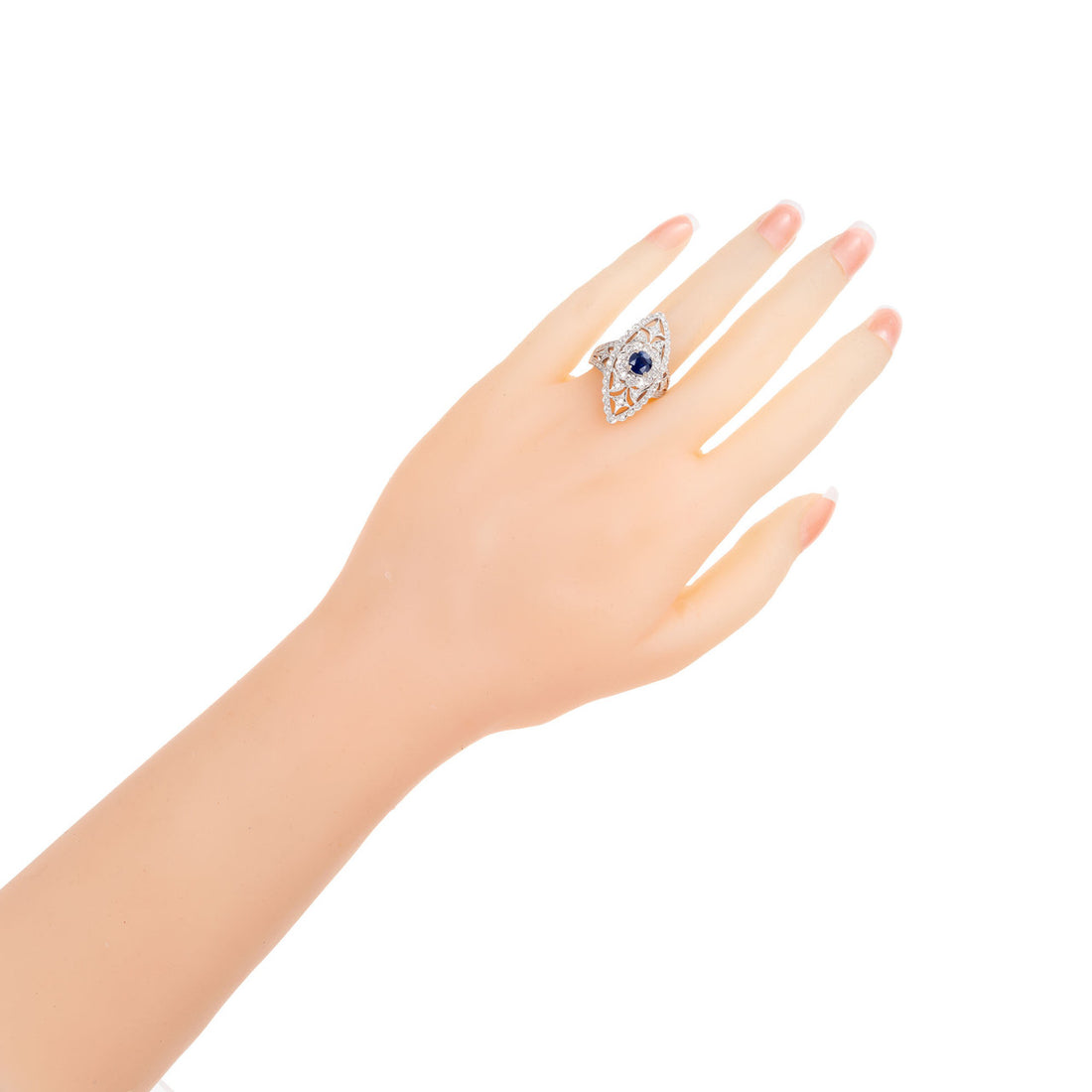 .65 Carat Blue Sapphire Diamond White Gold Cocktail Ring – image 7
