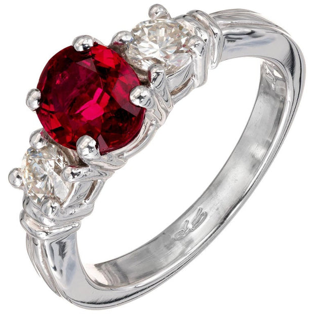 Peter Suchy GIA Certified 1.57 Carat Ruby Diamond Platinum Engagement Ring