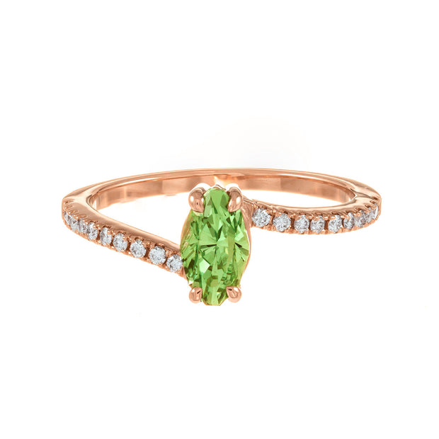 Peter Suchy GIA Certified .96 Carat Tsavorite Diamond Rose Gold Engagement Ring