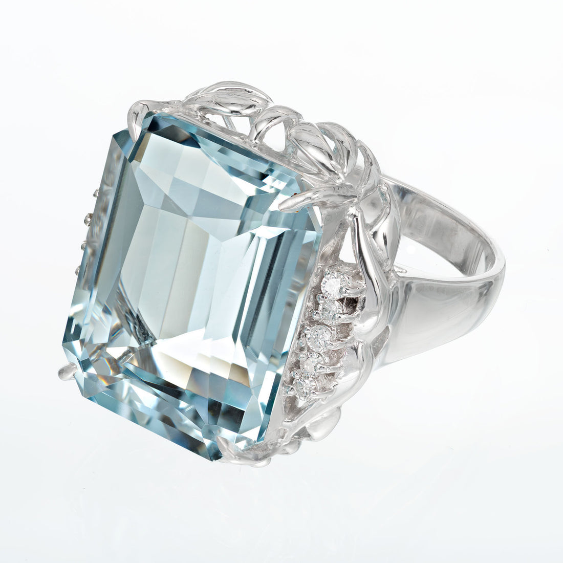 16.11 Carat Aquamarine Diamond Platinum Cocktail Ring – image 2