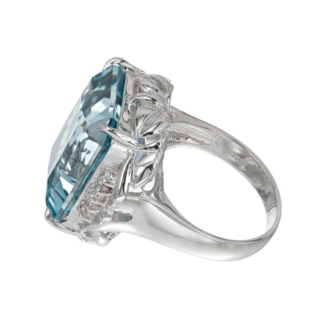 16.11 Carat Aquamarine Diamond Platinum Cocktail Ring – image 3