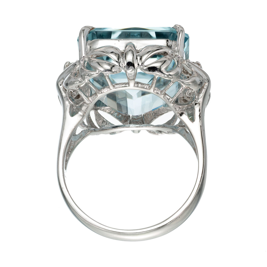 16.11 Carat Aquamarine Diamond Platinum Cocktail Ring – image 4