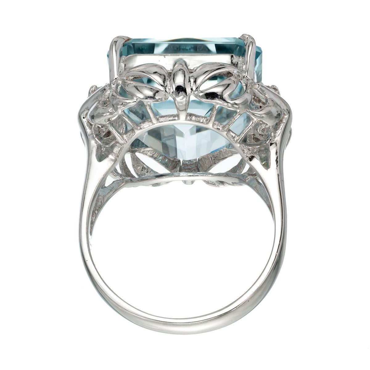 16.11 Carat Aquamarine Diamond Platinum Cocktail Ring – image 4