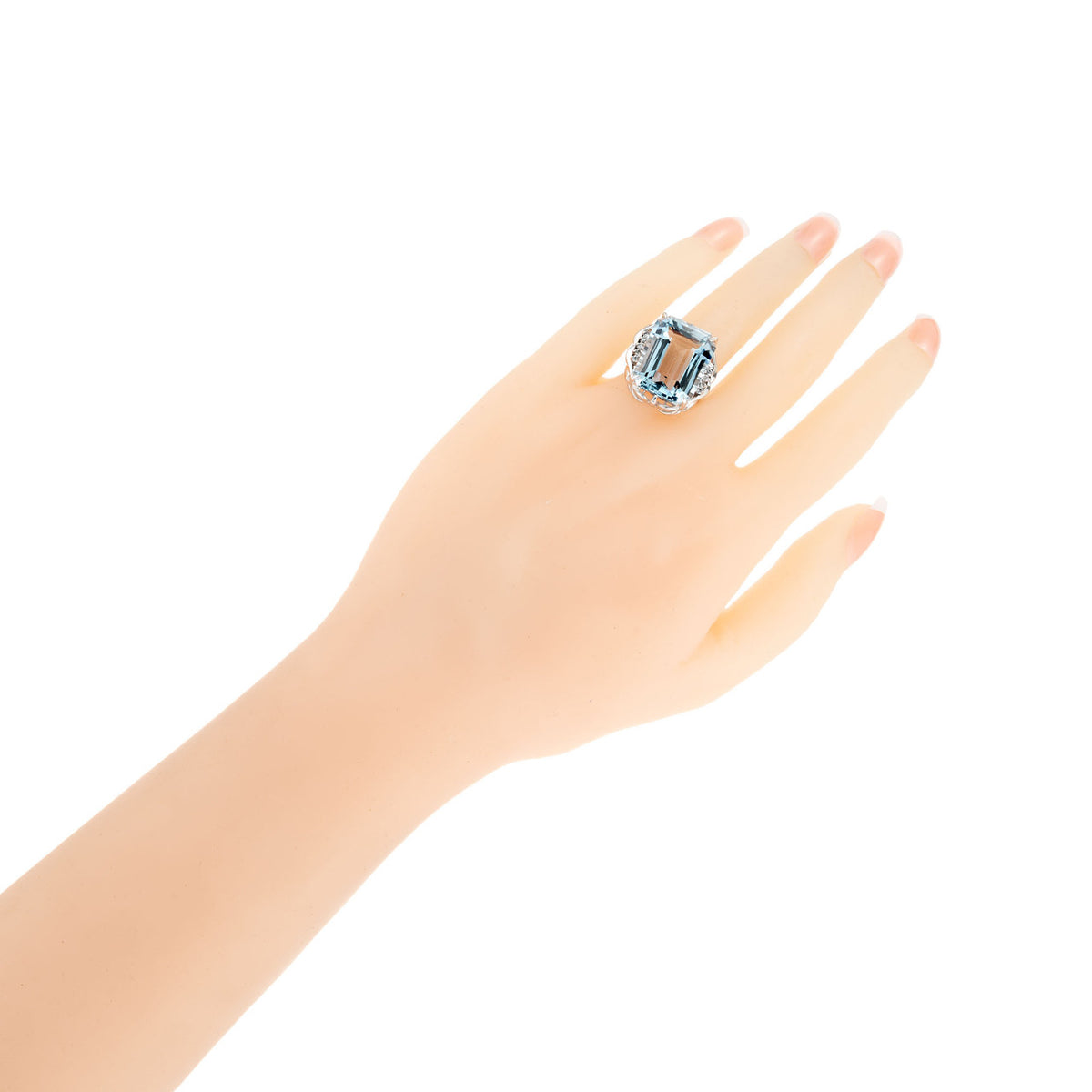 16.11 Carat Aquamarine Diamond Platinum Cocktail Ring – image 6