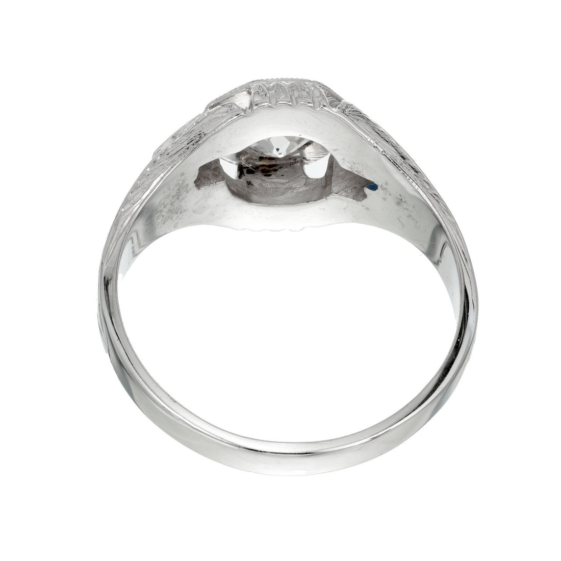 EGL Certified .84 Carat Diamond Sapphire White Gold Men's Ring – image 6