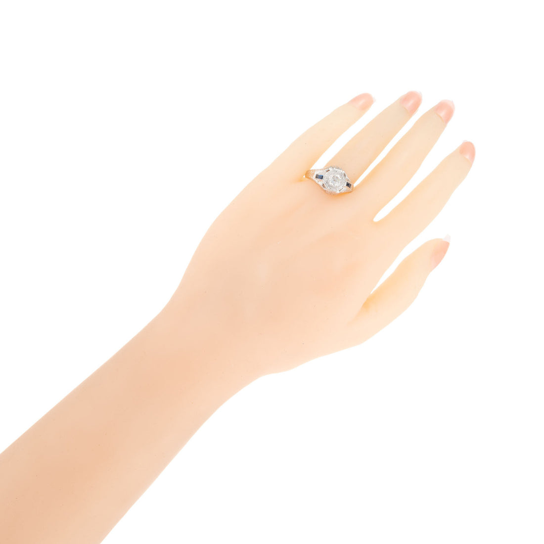 EGL Certified .84 Carat Diamond Sapphire White Gold Men's Ring – image 7