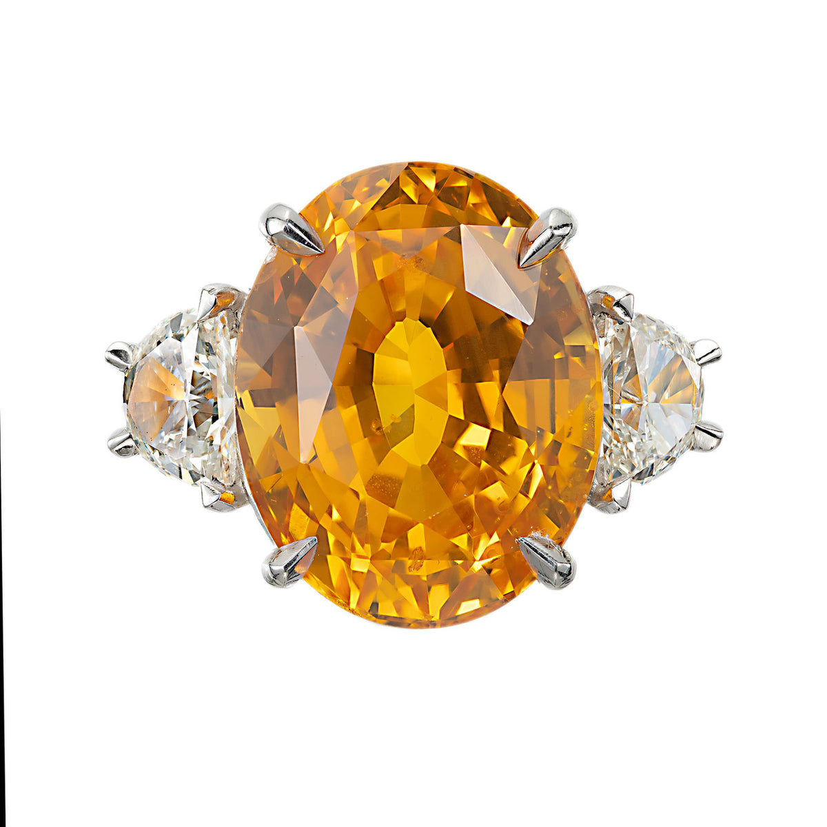 Peter Suchy GIA 14.54 Orange Sapphire Diamond Yellow Gold Cocktail Ring – image 2