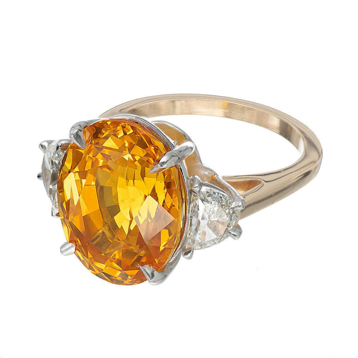 Peter Suchy GIA 14.54 Orange Sapphire Diamond Yellow Gold Cocktail Ring – image 3