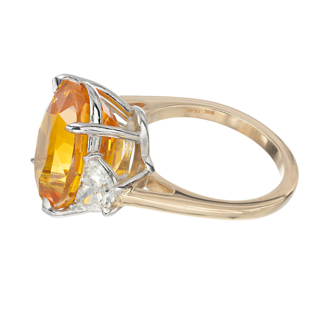 Peter Suchy GIA 14.54 Orange Sapphire Diamond Yellow Gold Cocktail Ring – image 4