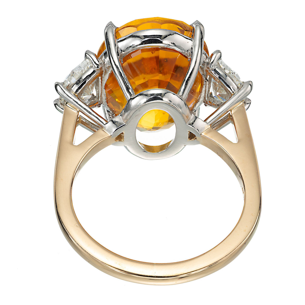 Peter Suchy GIA 14.54 Orange Sapphire Diamond Yellow Gold Cocktail Ring – image 5