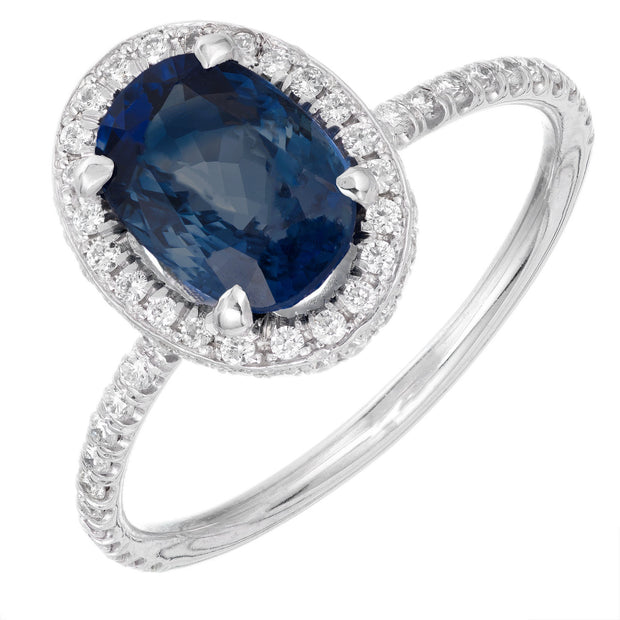 Peter Suchy GIA Certified 2.02ct Sapphire Diamond Platinum Engagement Ring