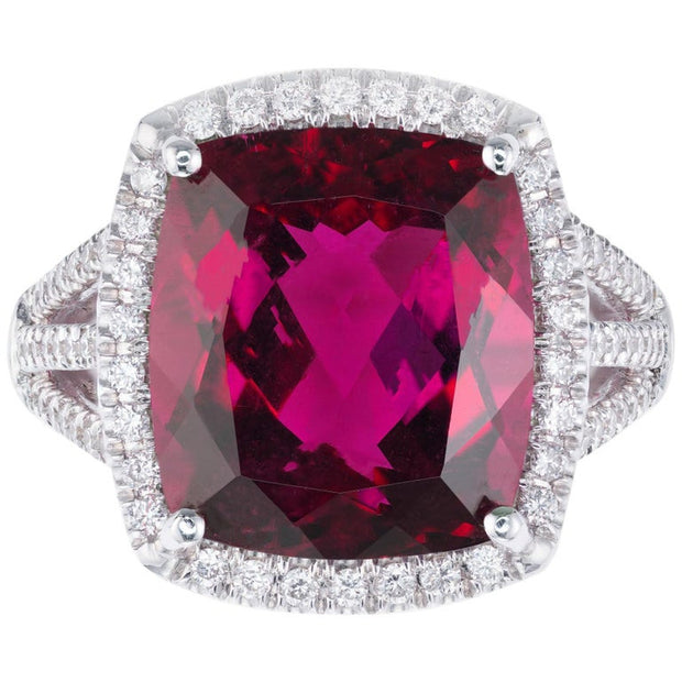 Coast 8.20 Carat Rubellite Pink Tourmaline Diamond White Gold Halo Ring