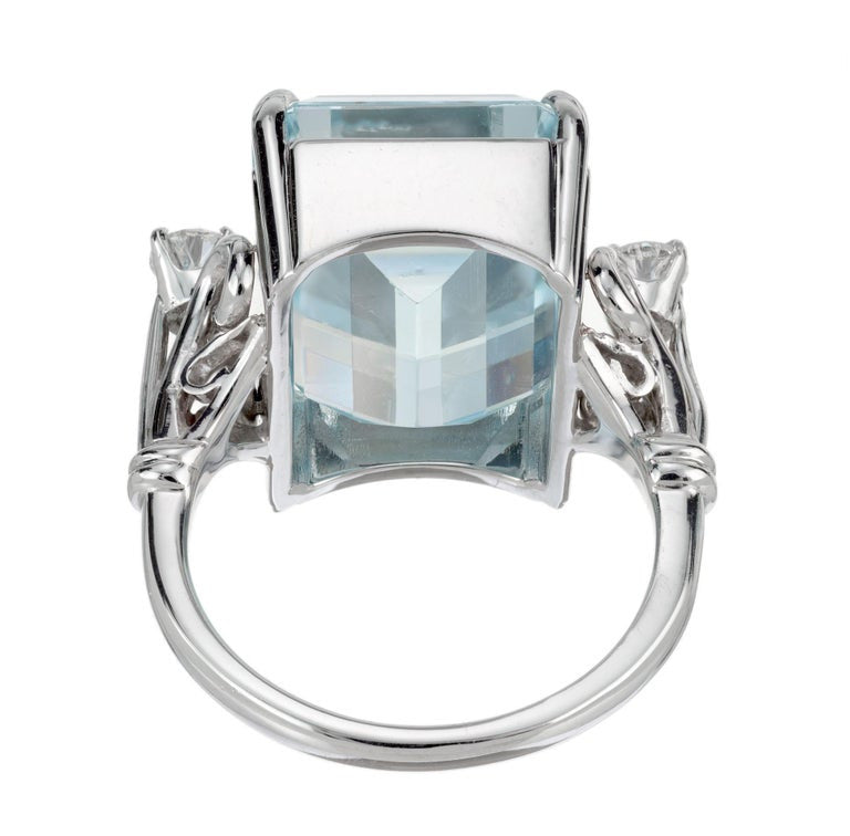 19.58 Carat Aquamarine Diamond Platinum Cocktail Ring – image 5