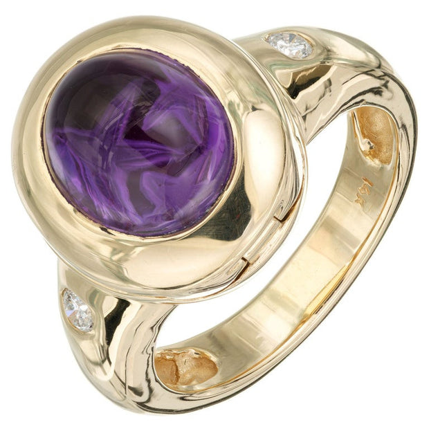 Amethyst Diamond Yellow Gold Ring