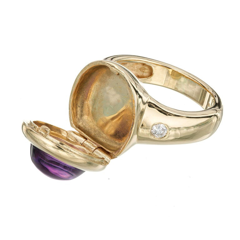 Amethyst Diamond Yellow Gold Ring – image 3