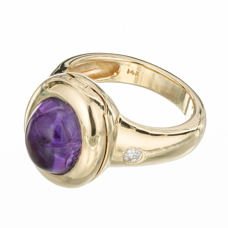 Amethyst Diamond Yellow Gold Ring – image 4