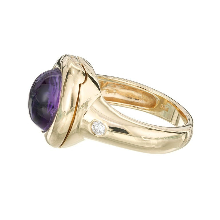 Amethyst Diamond Yellow Gold Ring – image 5