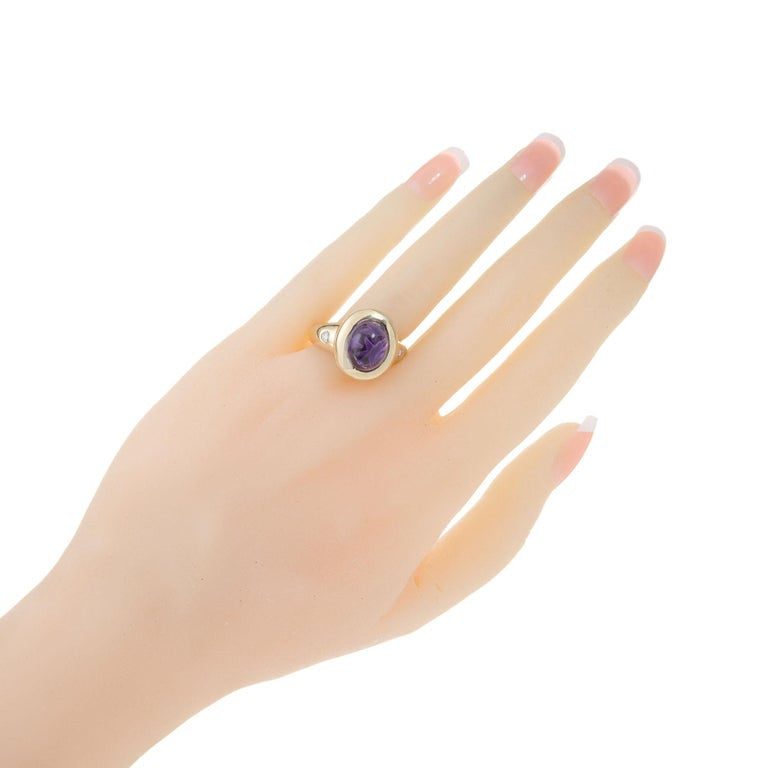 Amethyst Diamond Yellow Gold Ring – image 8