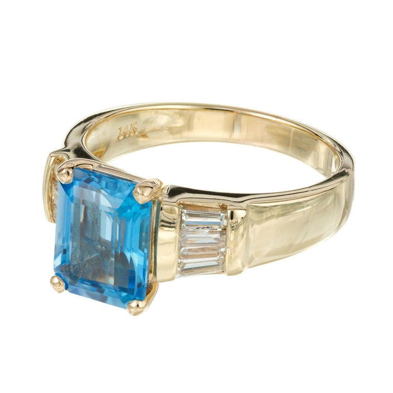 2.58 Carat Blue Topaz Diamond Yellow Gold Ring – image 3
