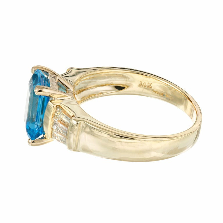 2.58 Carat Blue Topaz Diamond Yellow Gold Ring – image 4