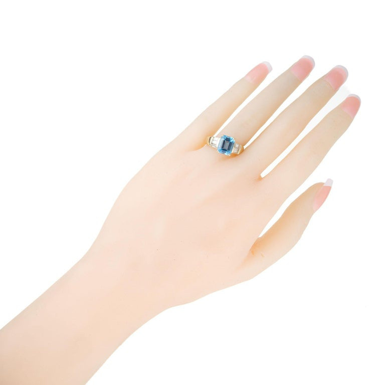 2.58 Carat Blue Topaz Diamond Yellow Gold Ring – image 7