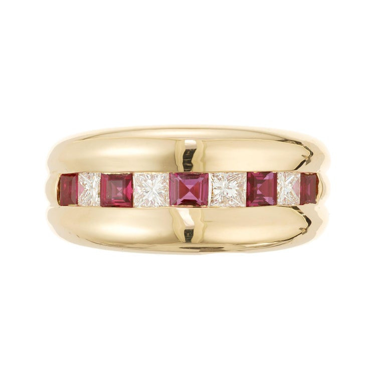 .50 Carat Ruby Diamond Yellow Gold Dome Ring – image 2