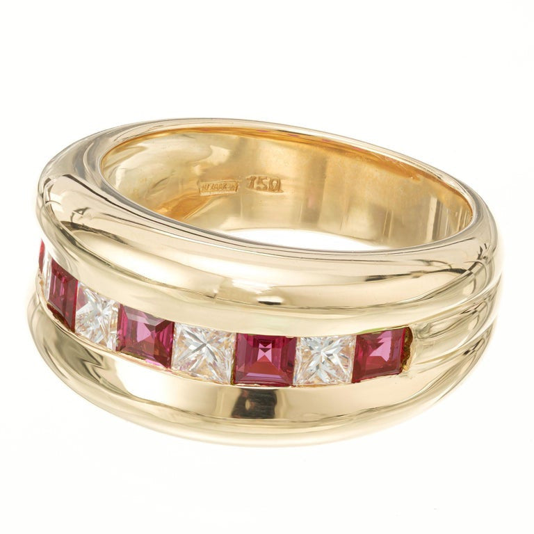 .50 Carat Ruby Diamond Yellow Gold Dome Ring – image 3