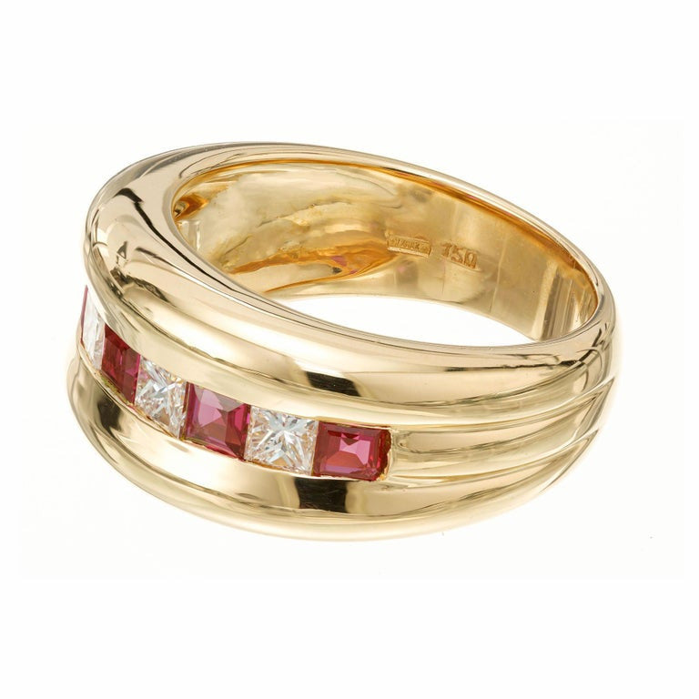 .50 Carat Ruby Diamond Yellow Gold Dome Ring – image 4