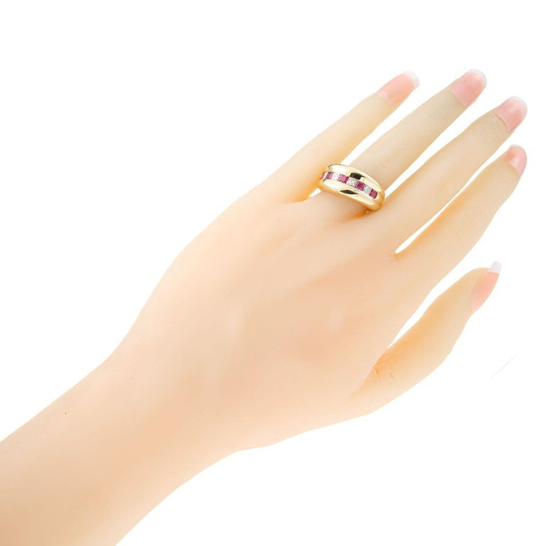 .50 Carat Ruby Diamond Yellow Gold Dome Ring – image 7