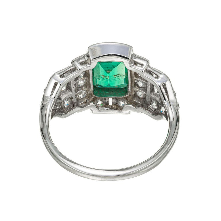 GIA Certified 1.07 Carat Emerald Diamond Platinum Art Deco Ring – image 6