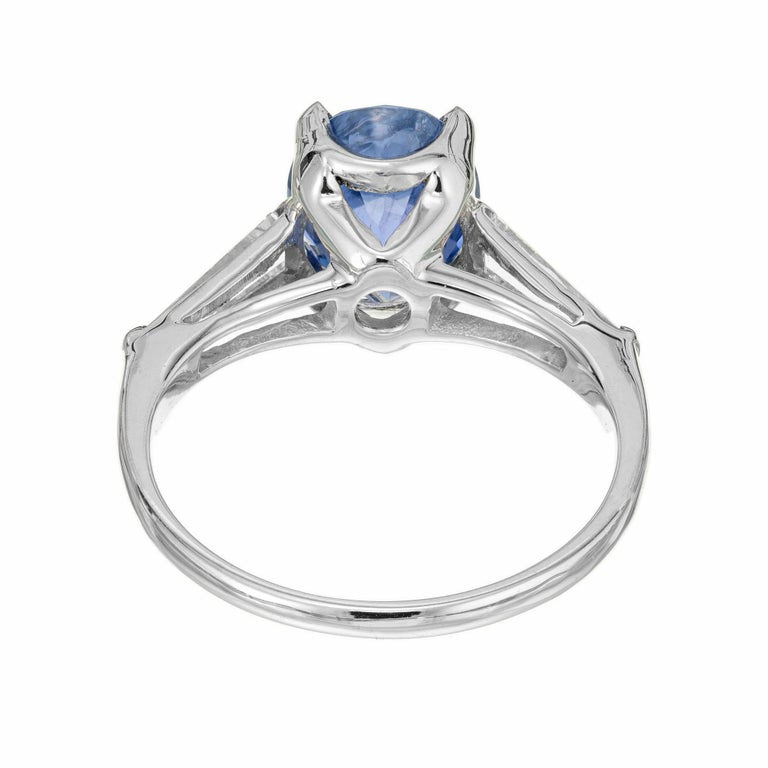 GIA Certified 3.09 Carat Sapphire Diamond Platinum Three-Stone Engagement Ring – image 6