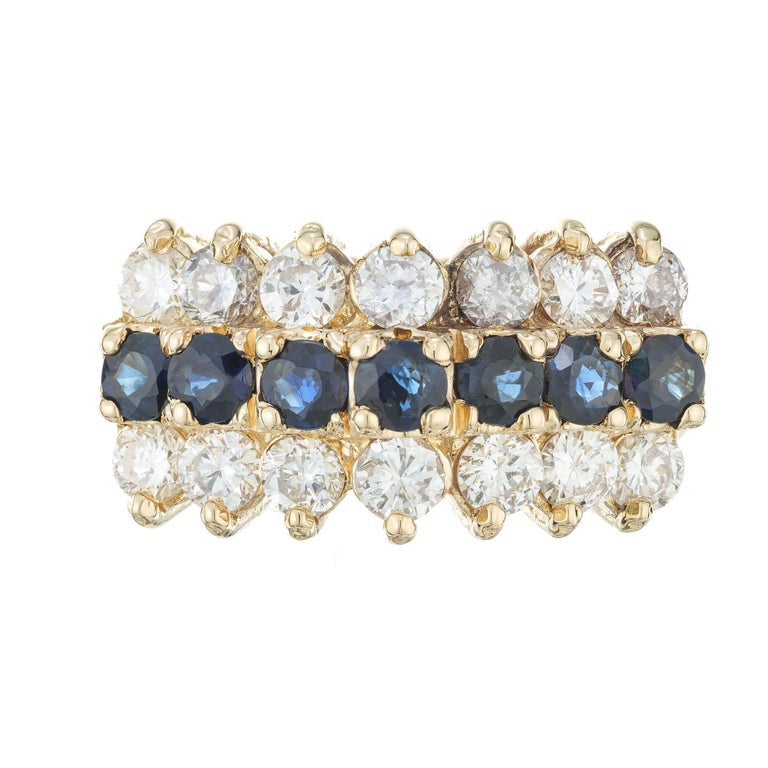 2.45 Carat Sapphire Diamond Gold Raised Wire Dome Cocktail Ring – image 2