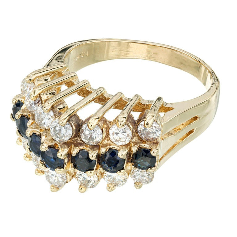 2.45 Carat Sapphire Diamond Gold Raised Wire Dome Cocktail Ring – image 3