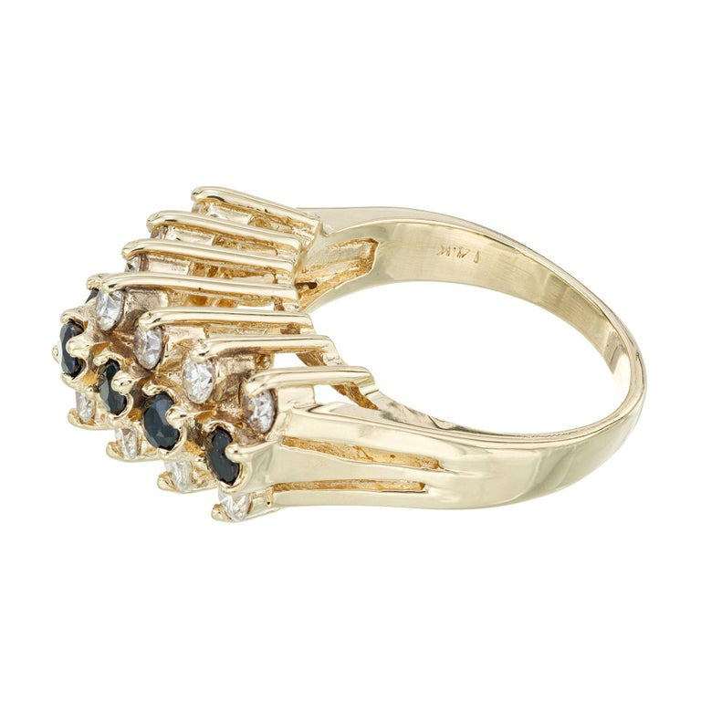 2.45 Carat Sapphire Diamond Gold Raised Wire Dome Cocktail Ring – image 4