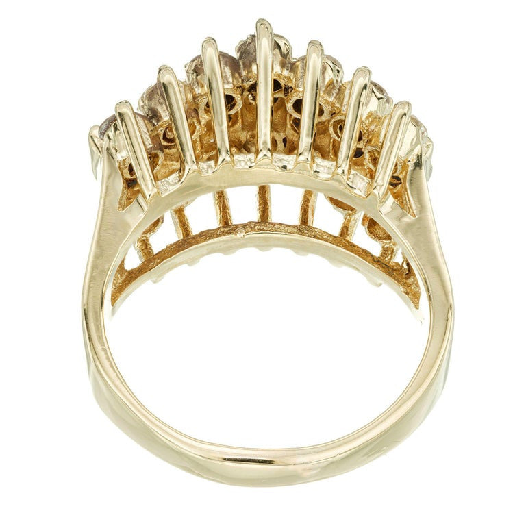 2.45 Carat Sapphire Diamond Gold Raised Wire Dome Cocktail Ring – image 5