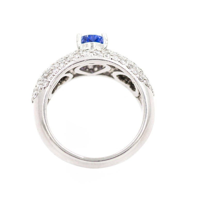 .75 Carat Pear Shaped Blue Tanzanite Bead Set Diamond Platinum Cocktail Ring – image 5