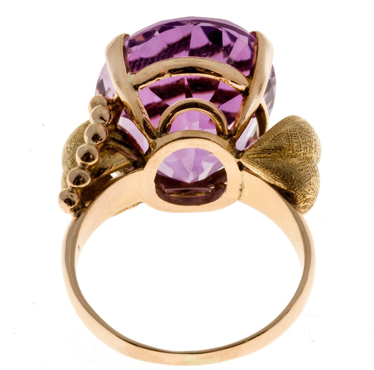 Vintage 1940 9.50ct Oval Amethyst Medium Purple Retro Deco 14k Pink Gold Ring – image 8