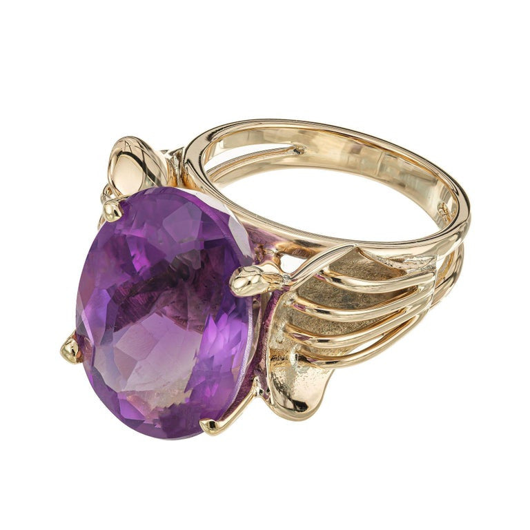 12.50 Carat Oval Amethyst Gold Cocktail Ring – image 3