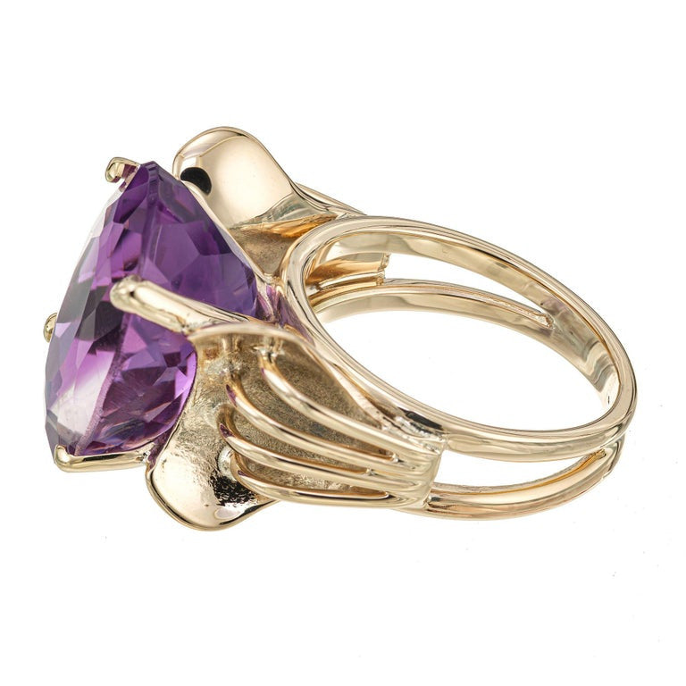 12.50 Carat Oval Amethyst Gold Cocktail Ring – image 4