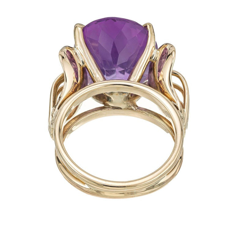 12.50 Carat Oval Amethyst Gold Cocktail Ring – image 5