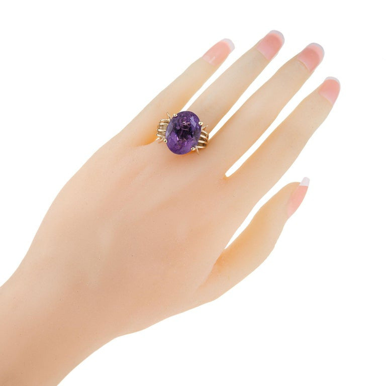 12.50 Carat Oval Amethyst Gold Cocktail Ring – image 6