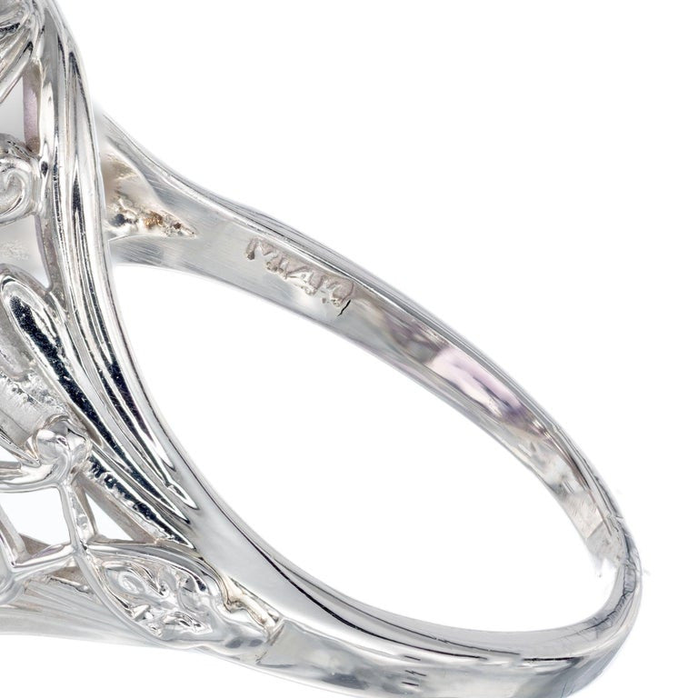 13.00 Carat Amethyst Art Deco Filigree White Gold Cocktail Ring – image 6