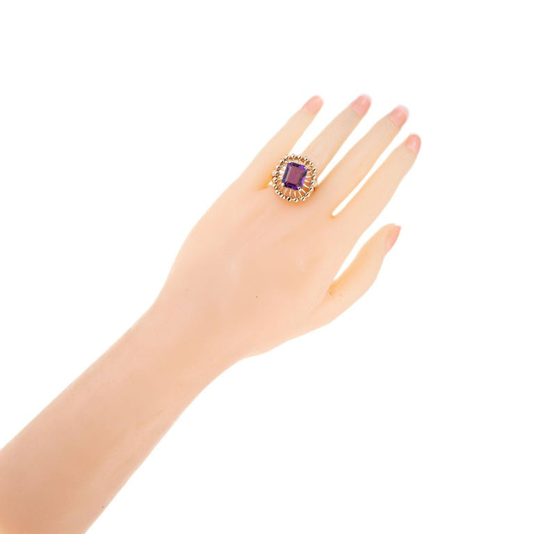6.50 Carat Emerald Cut Amethyst Rose Gold Cocktail Ring – image 4
