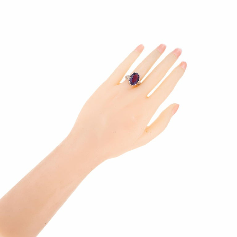 5.00 Carat Oval Bright Purple Amethyst Filigree Gold Ring – image 5