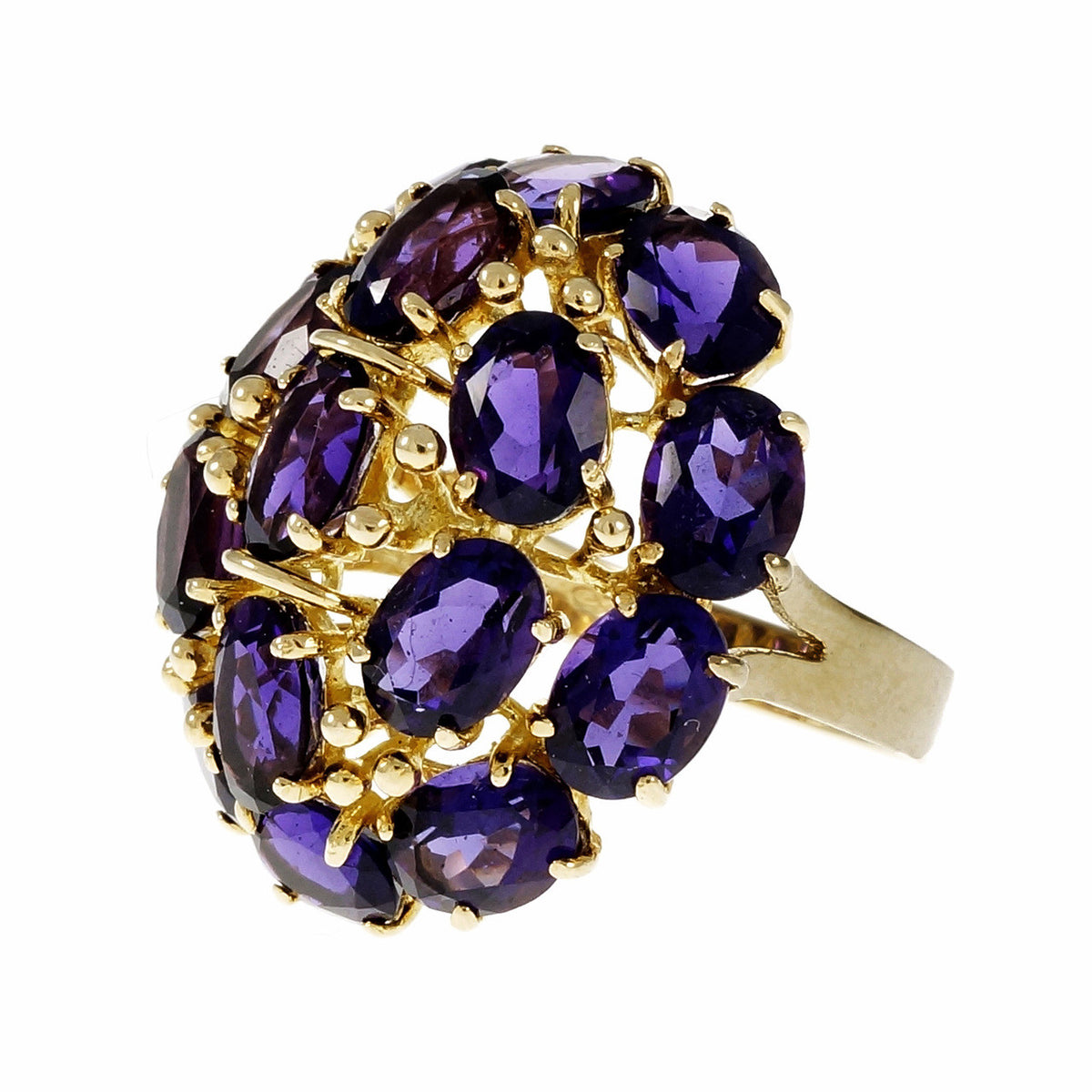 Vintage 1960 Large Amethyst Dome Ring 14k Yellow Gold – image 2
