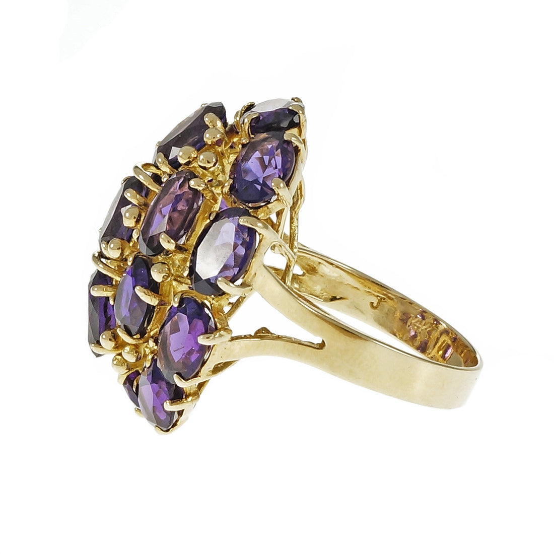 Vintage 1960 Large Amethyst Dome Ring 14k Yellow Gold – image 3
