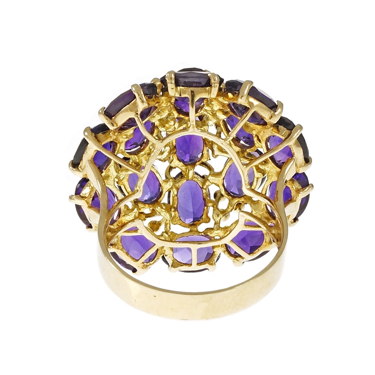 Vintage 1960 Large Amethyst Dome Ring 14k Yellow Gold – image 4